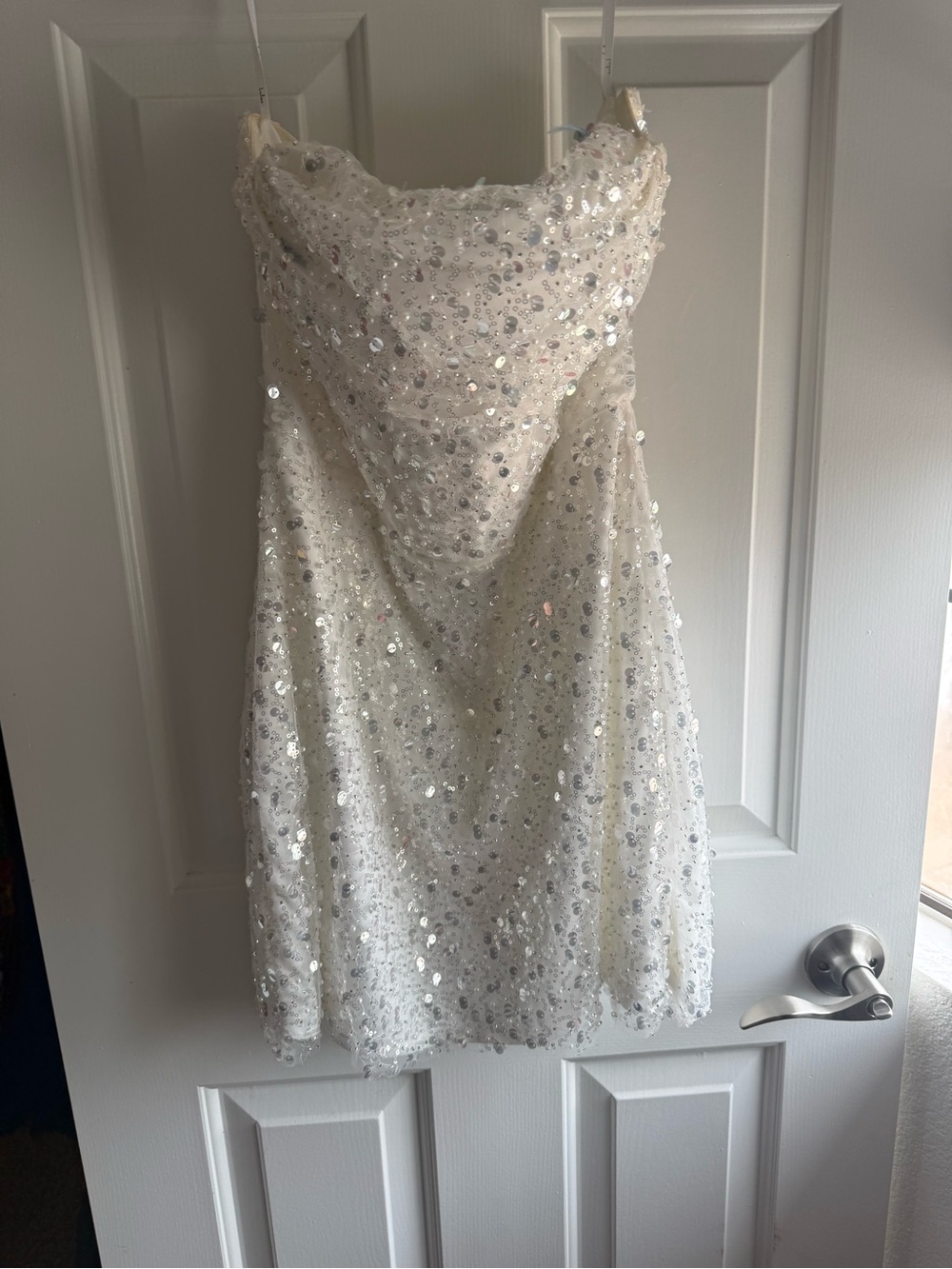 Lulu's White Strapless Sequin Cocktail Dress